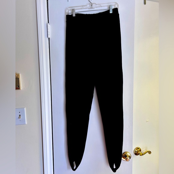 Vintage Nordstrom Point of View Black Velvet Velour Stirrup Leggings Pants, L - Picture 1 of 4